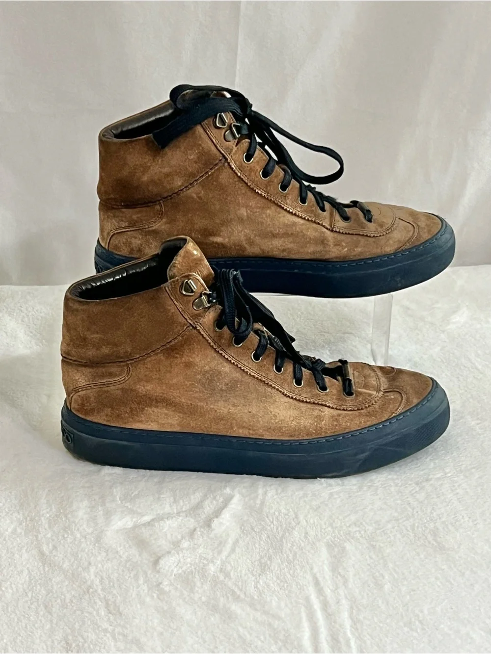 JIMMY CHOO Brown Black Suede Lace Up High Top Men's Sneakers Size 43 EU, US 10